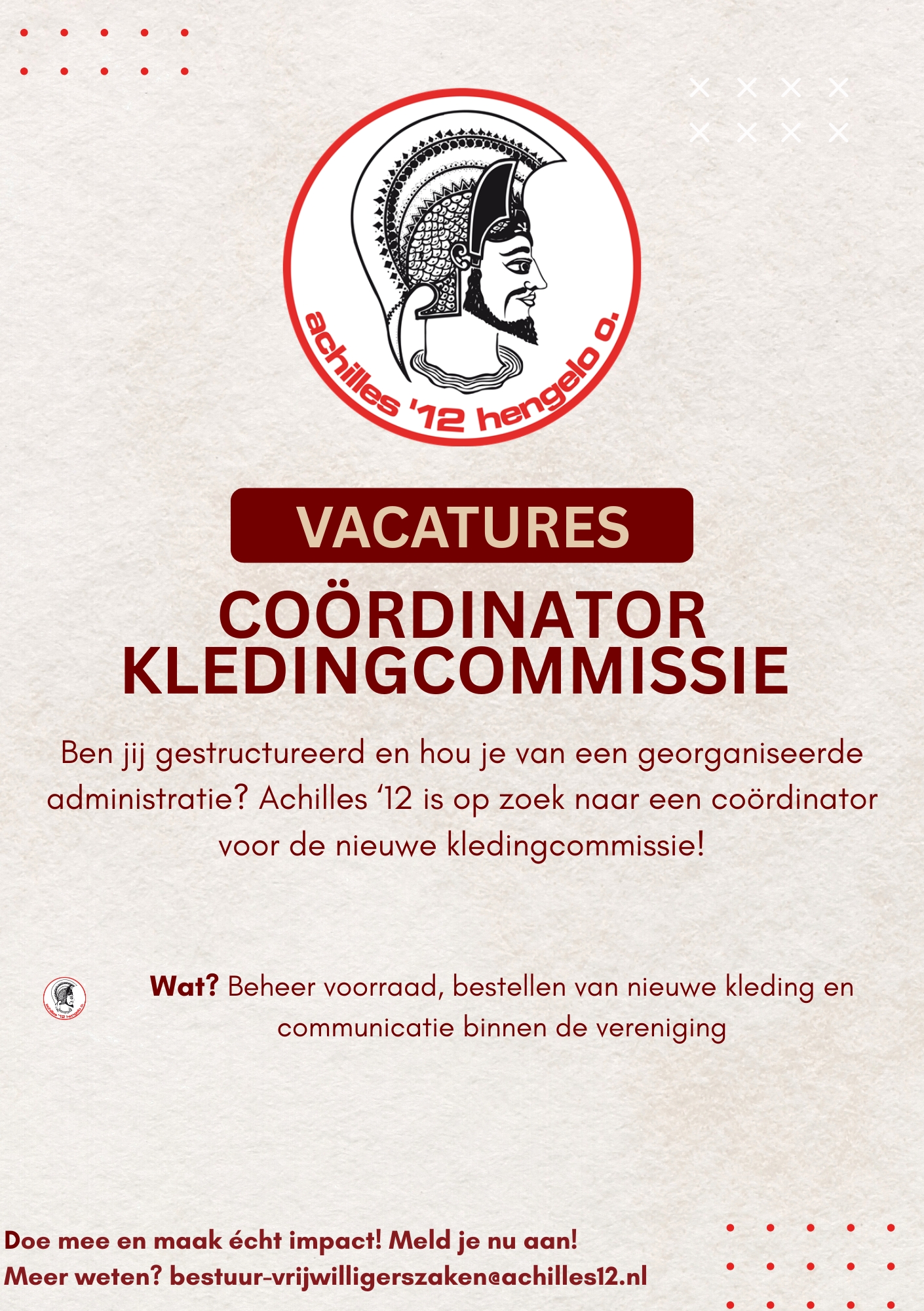 Vacature: Coördinator Kledingcommissie