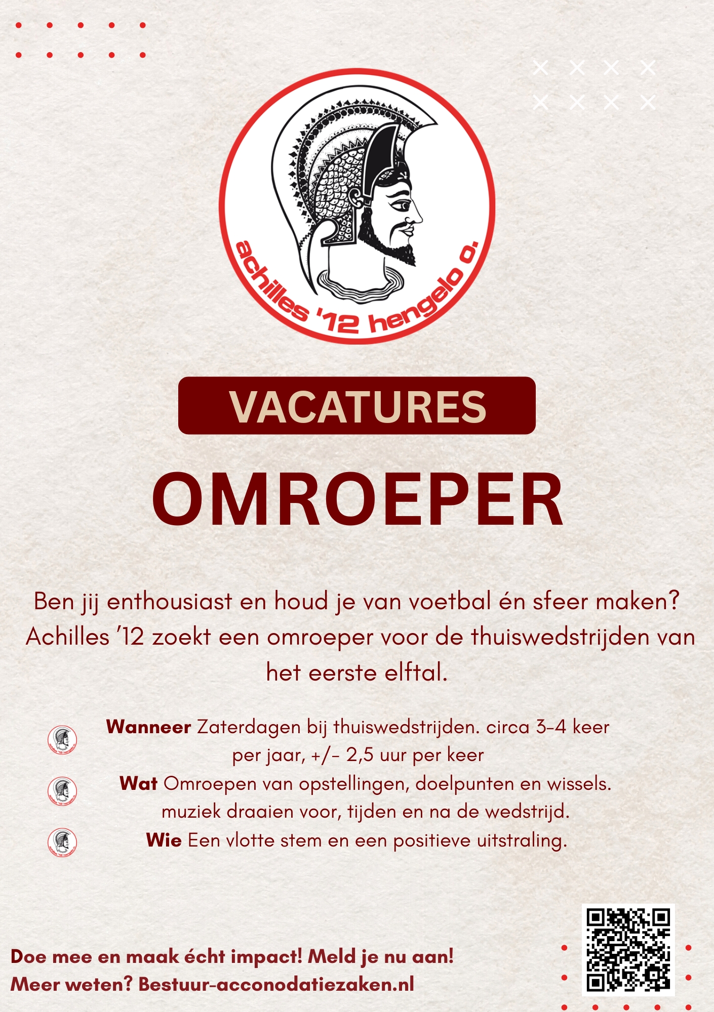 Nieuwe vacature: &quote;omroeper&quote; 1ste Elftal